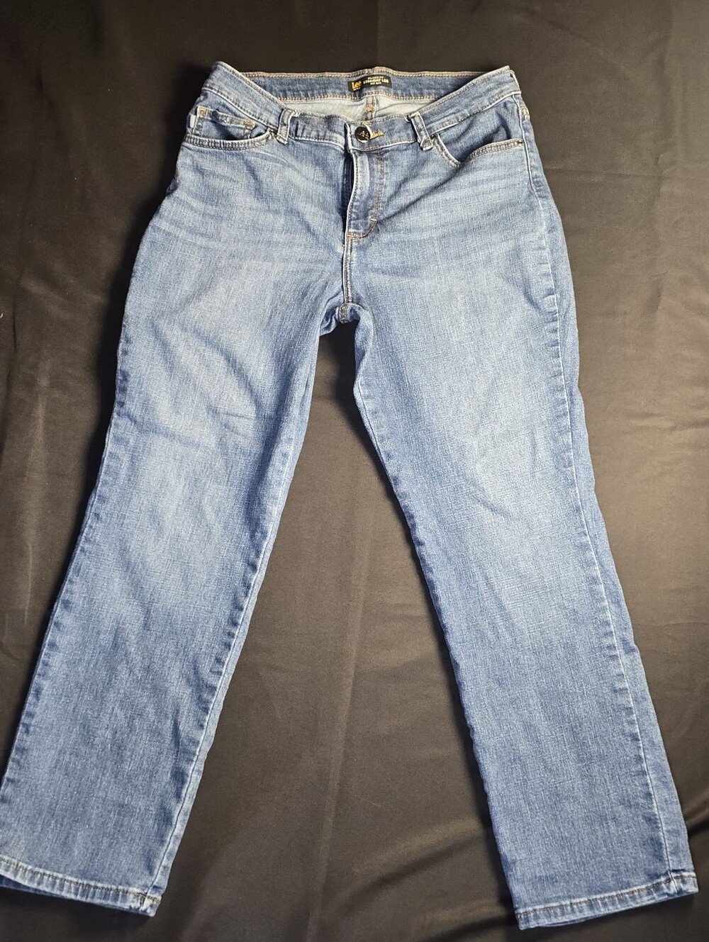 Lee Relaxed Fit Straight Leg Jeans Size 10 Short Petite Mid Rise Denim